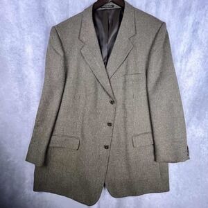 Petrocelli Men's Brown Houndstooth Wool Blazer Fits 46 - See measurements